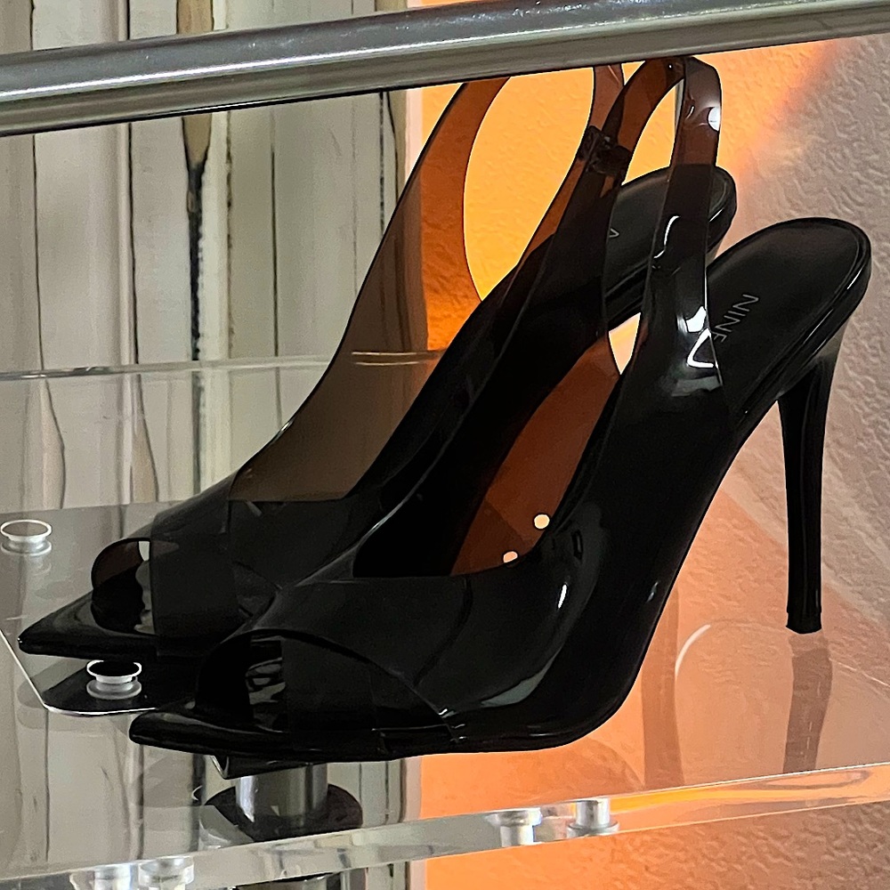 Black clear stilettos
